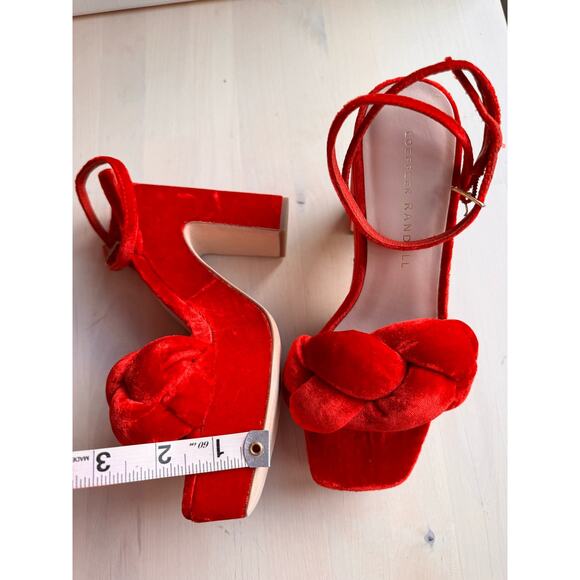 LOEFFLER RANDALL FAE PLATFORM HEEL in red velvet Scarlett size 5.5 - Picture 9 of 11